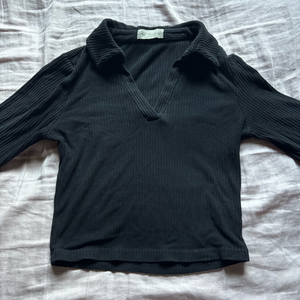 Altar’d State Black Ribbed Long Sleeve Top